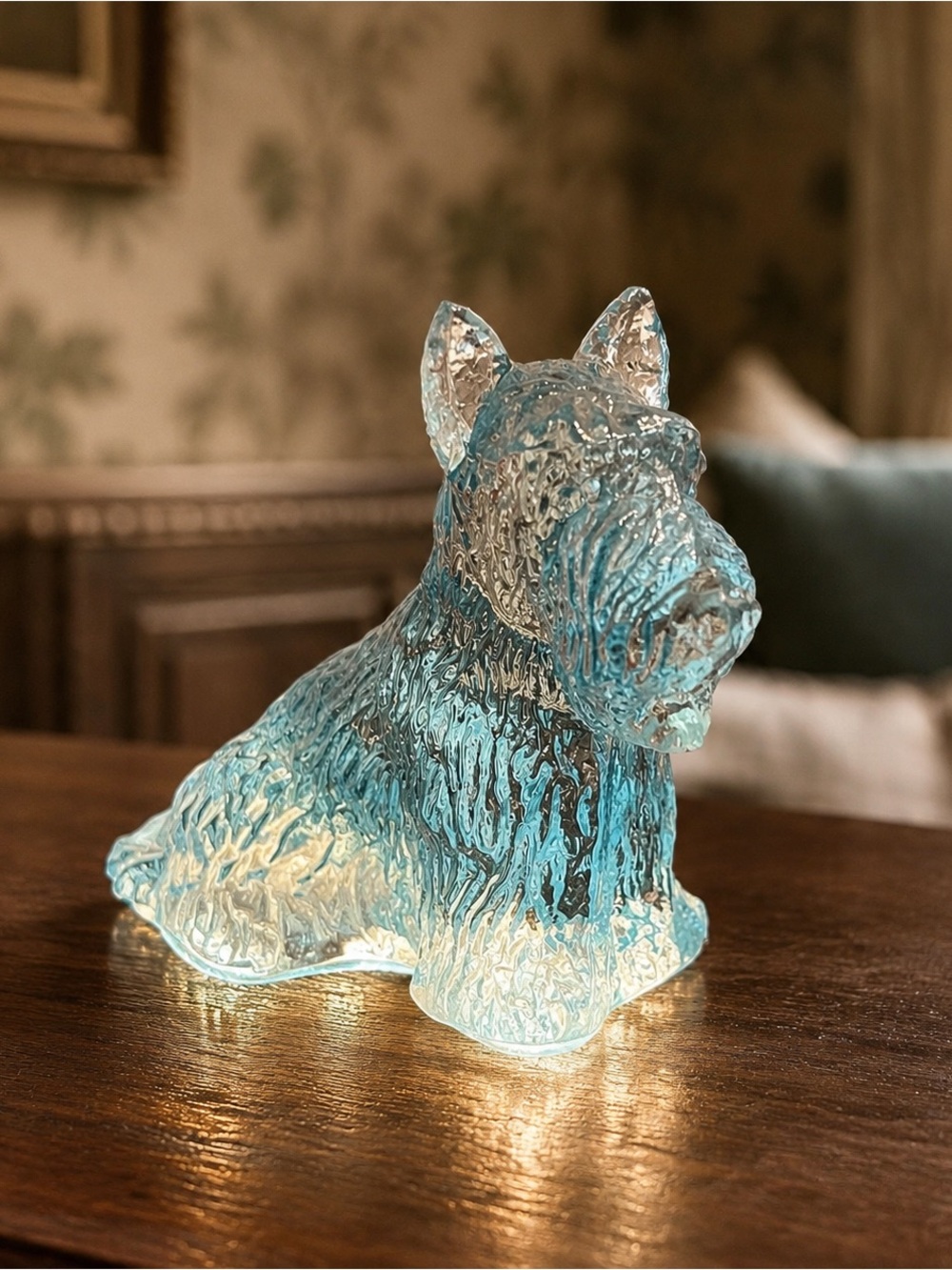 Vintage Boyd Glass Teal Blue Scottie Dog Figurine Scottish Terrier